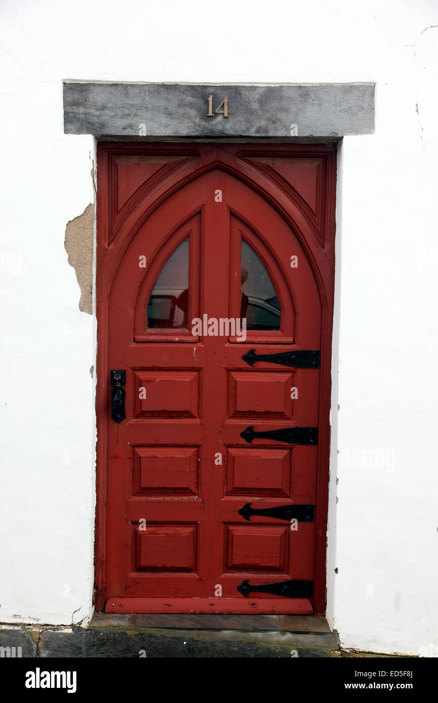 Gothic style doorway in the historic village of Monsaraz in Alentejo Portugal. Stock Photo