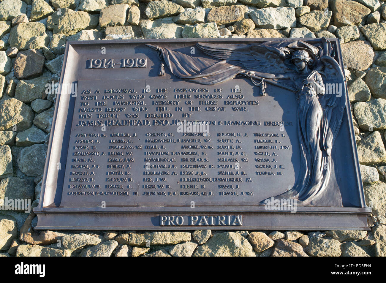 James Redhead First world war memorial plaque, South Shields, north east England UK Stock Photo