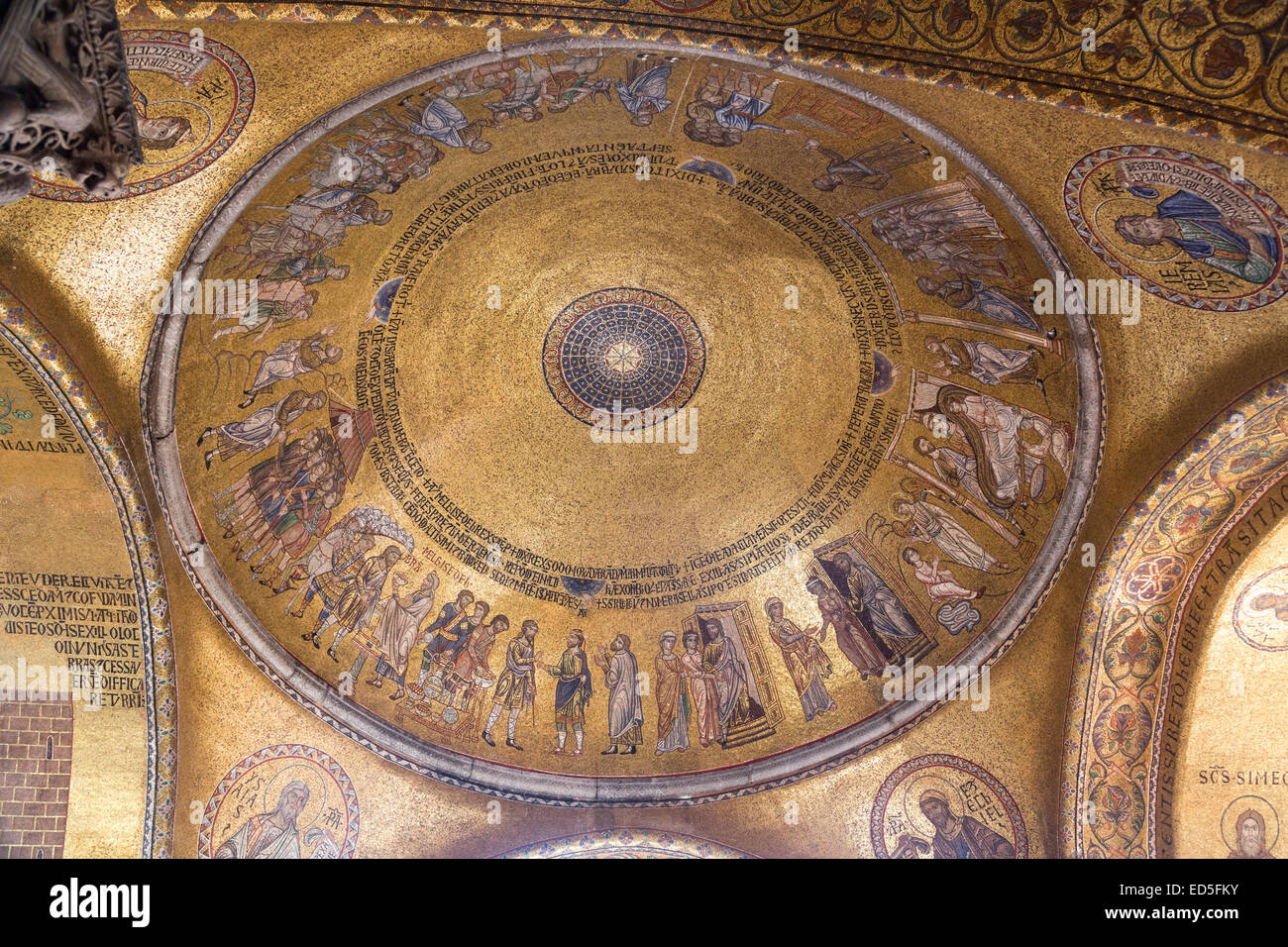 mosaics on dome in vestibule, Saint Mark's Basilica, Venice, Italy Stock Photo