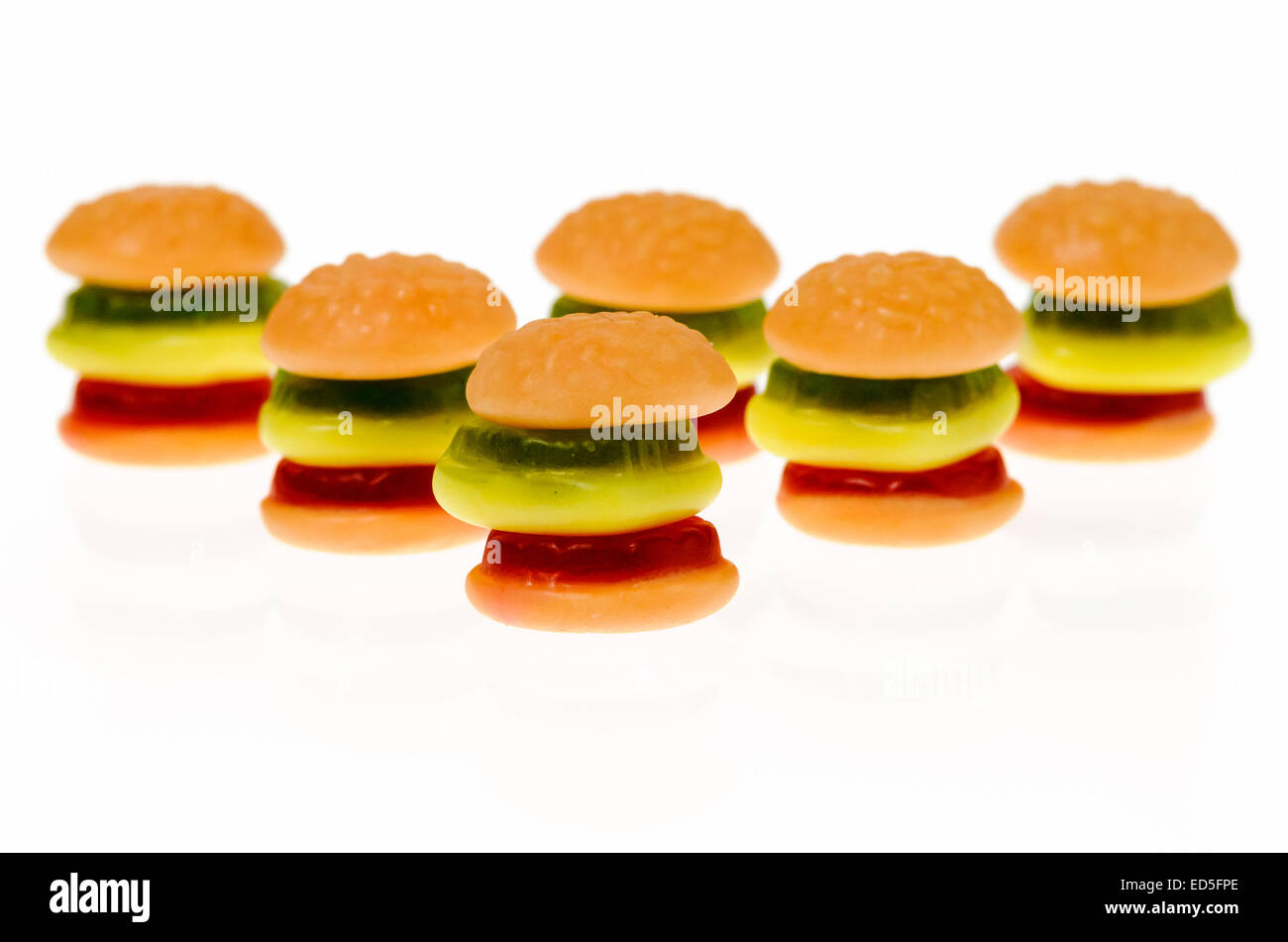 Trolli-burgers, gummy sweets which look like hamburgers, made by the Ferrara Candy Company Stock Photo