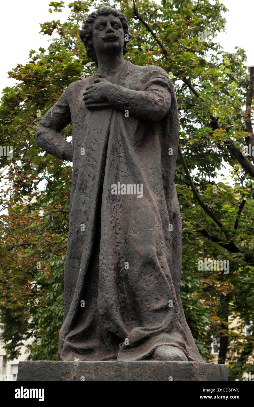 Statue of Rigas Feraios (aka Rhegas Pheraeos or Velestinlis) who was killed in Belgrade, Serbia. Feraios lived from 1757 to 1798 Stock Photo