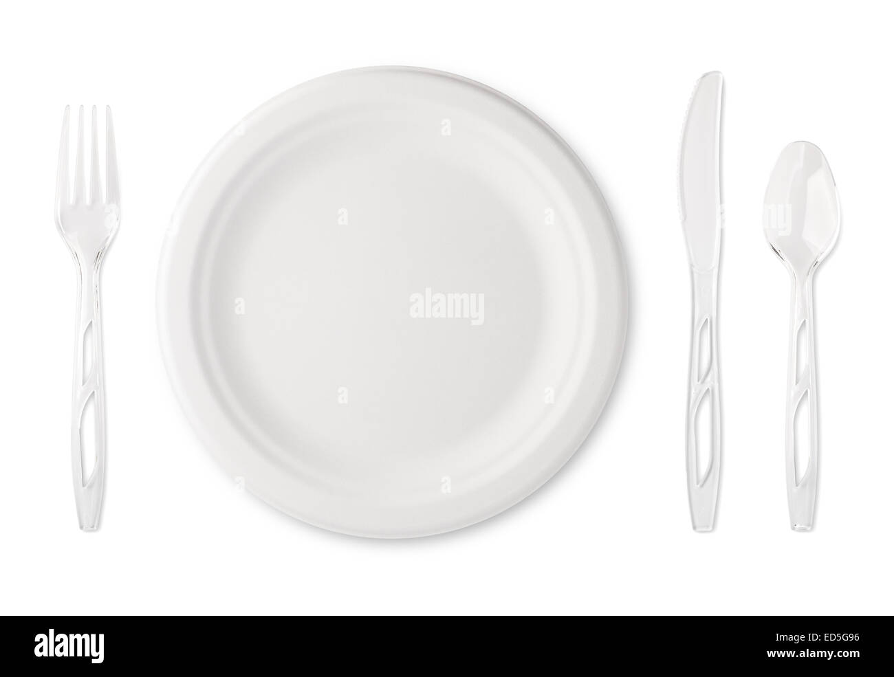 Paper Plate and clear plastic utensils Stock Photo Alamy