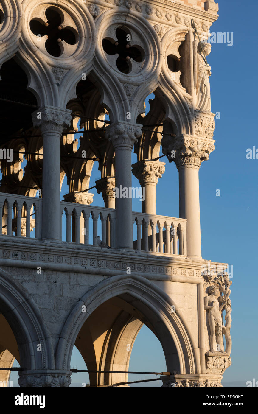detail of corner of The Doge's Palace or Palazzo Ducale, Venice, Italy Stock Photo