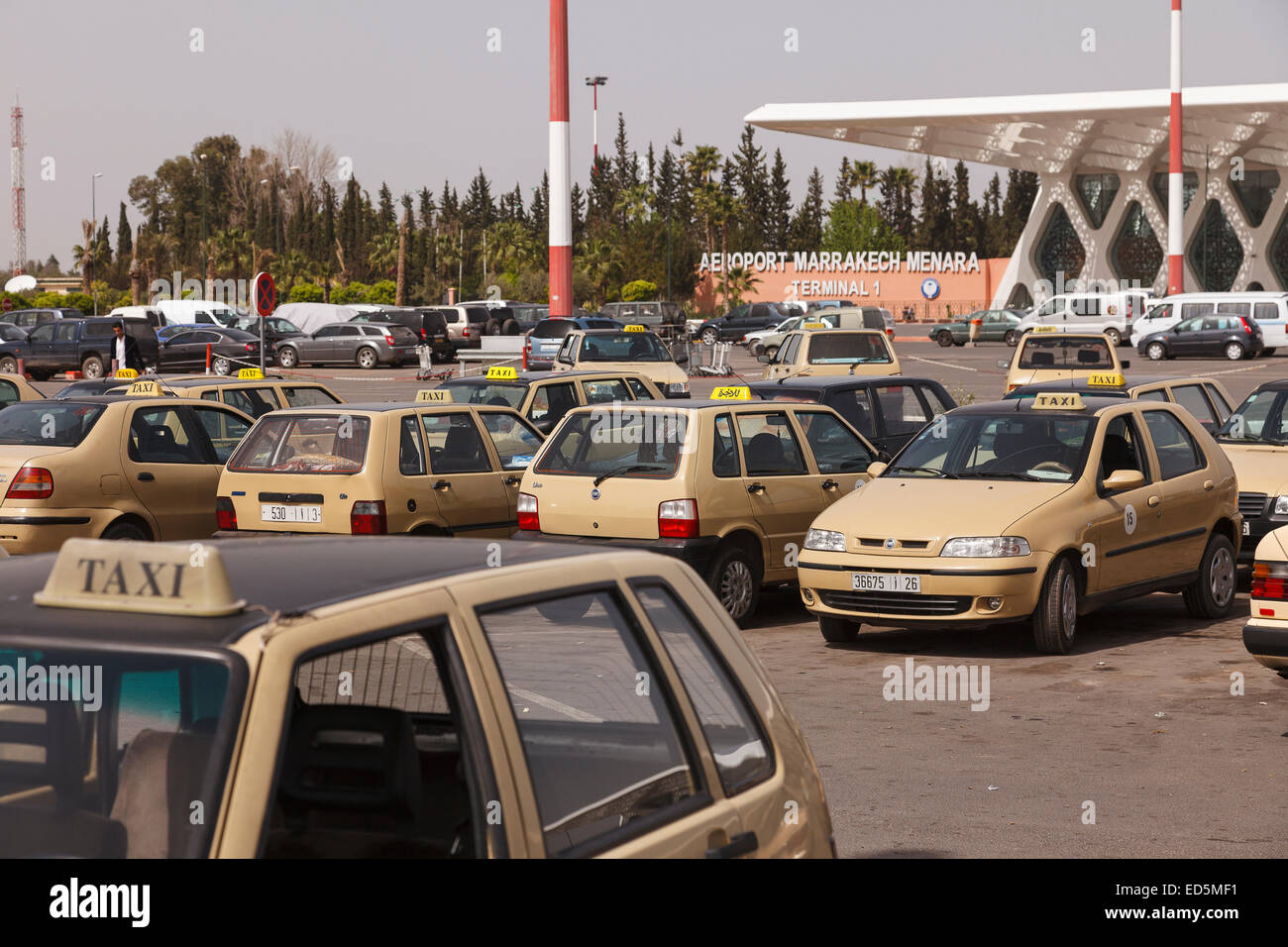 Airport and taxi. Marrakech. Morocco. North Africa. Africa Stock Photo