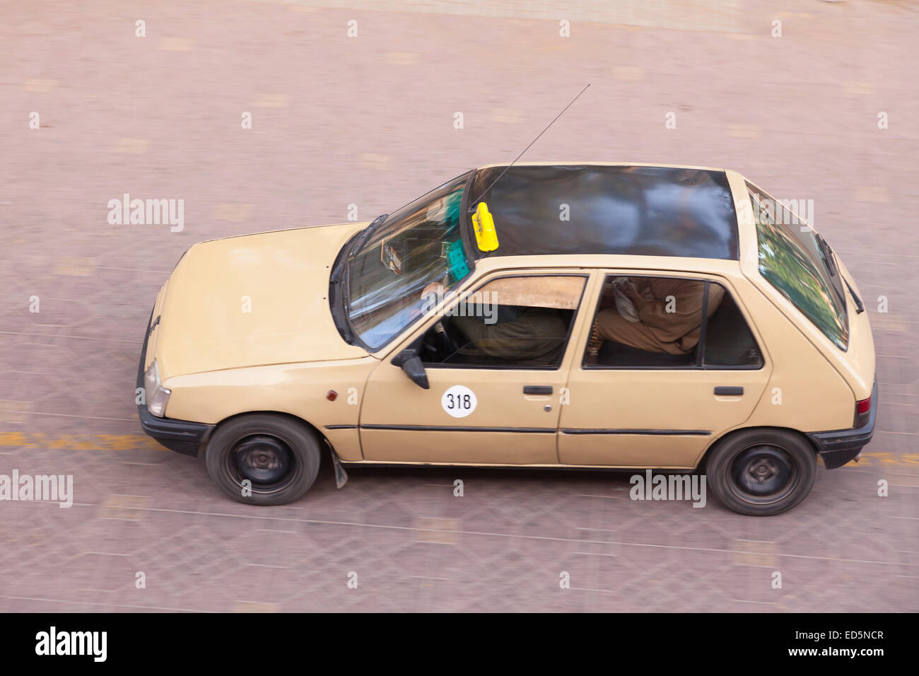 Petit taxi. Street. Marrakech, Morocco. North Africa, Africa Stock Photo
