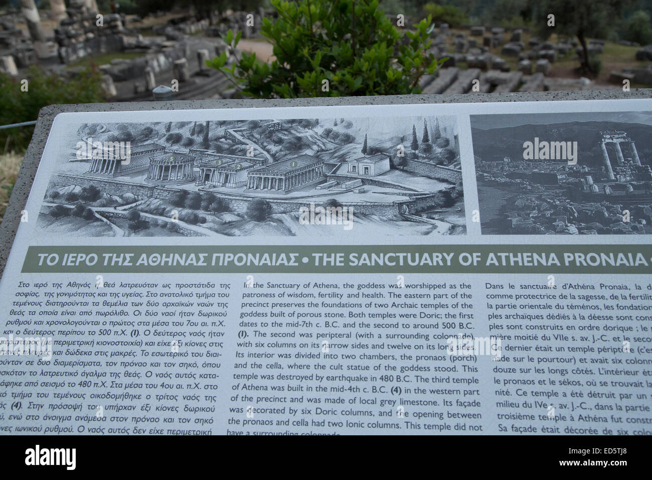 The Tholos at the Athena Pronoia Sanctuary at Delphi Archeological site, Greece Stock Photo