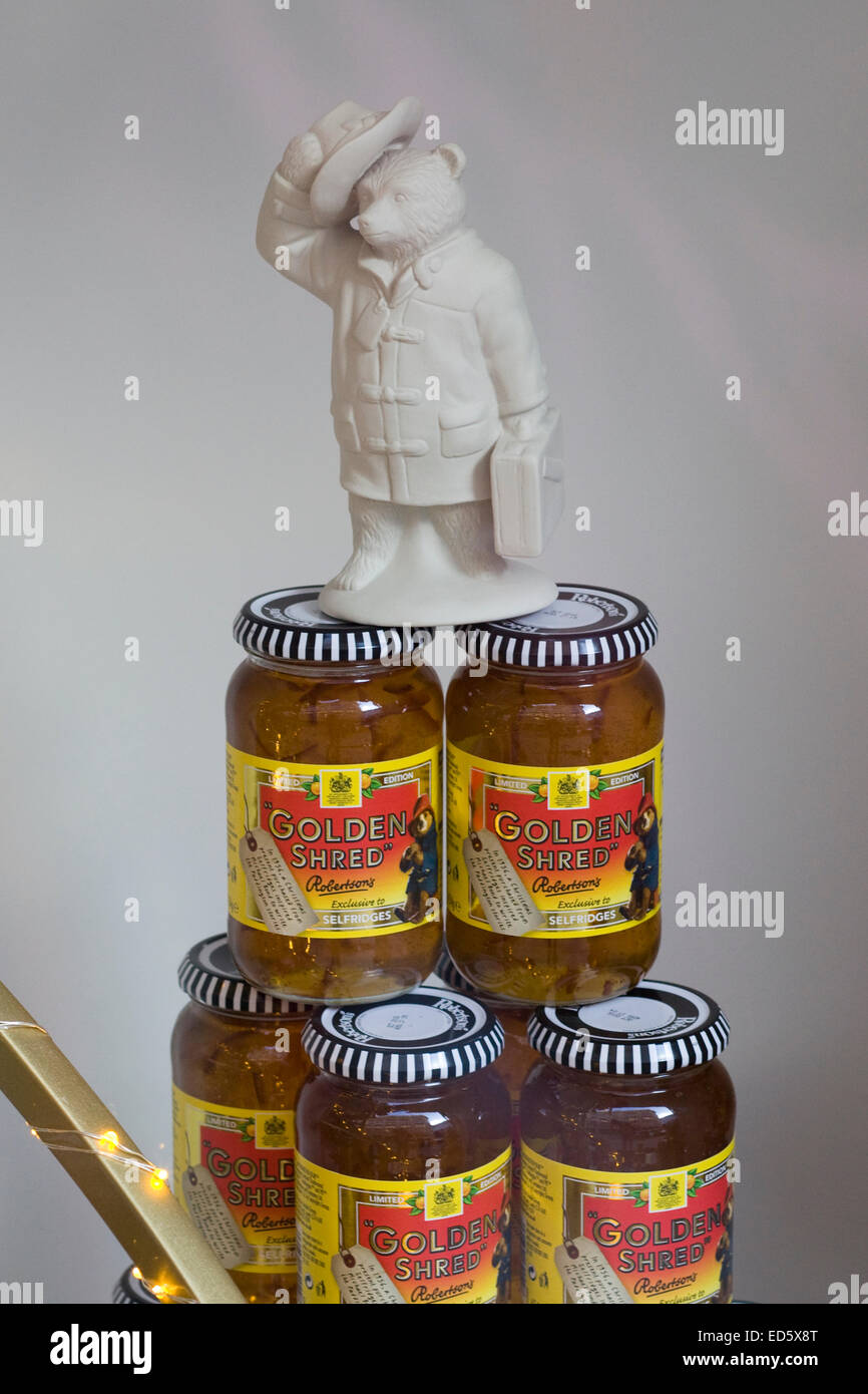 Shop window Display of Paddington Bear and jars of Golden shred marmalade Stock Photo Alamy