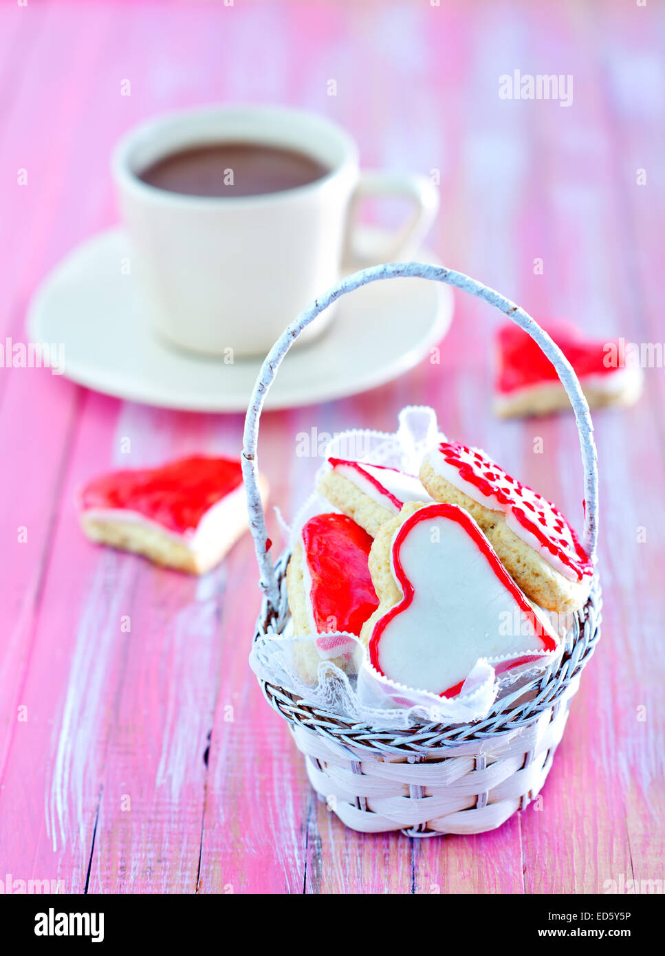 cookies with cocoa drink on the table Stock Photo Alamy