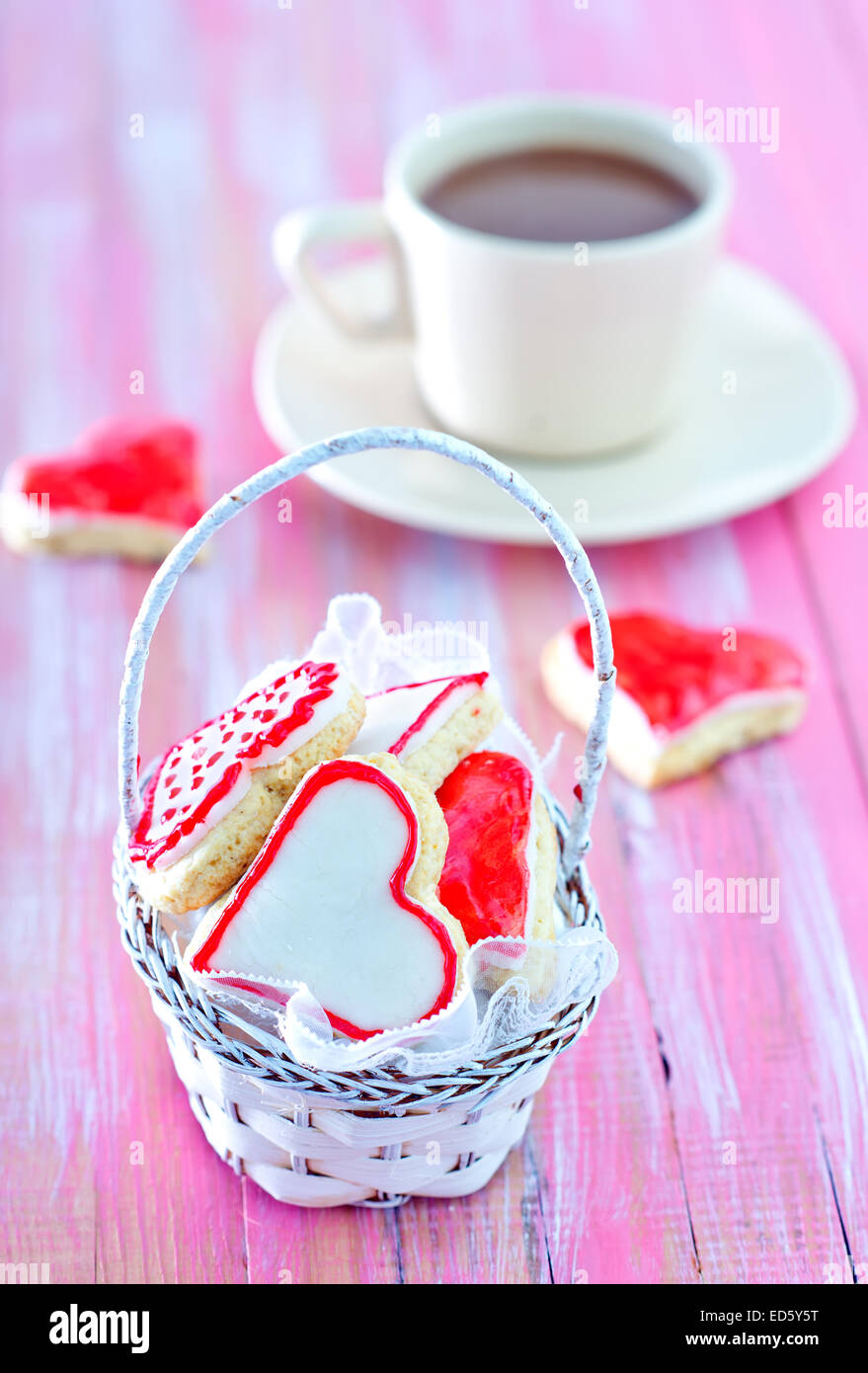 cookies with cocoa drink on the table Stock Photo Alamy