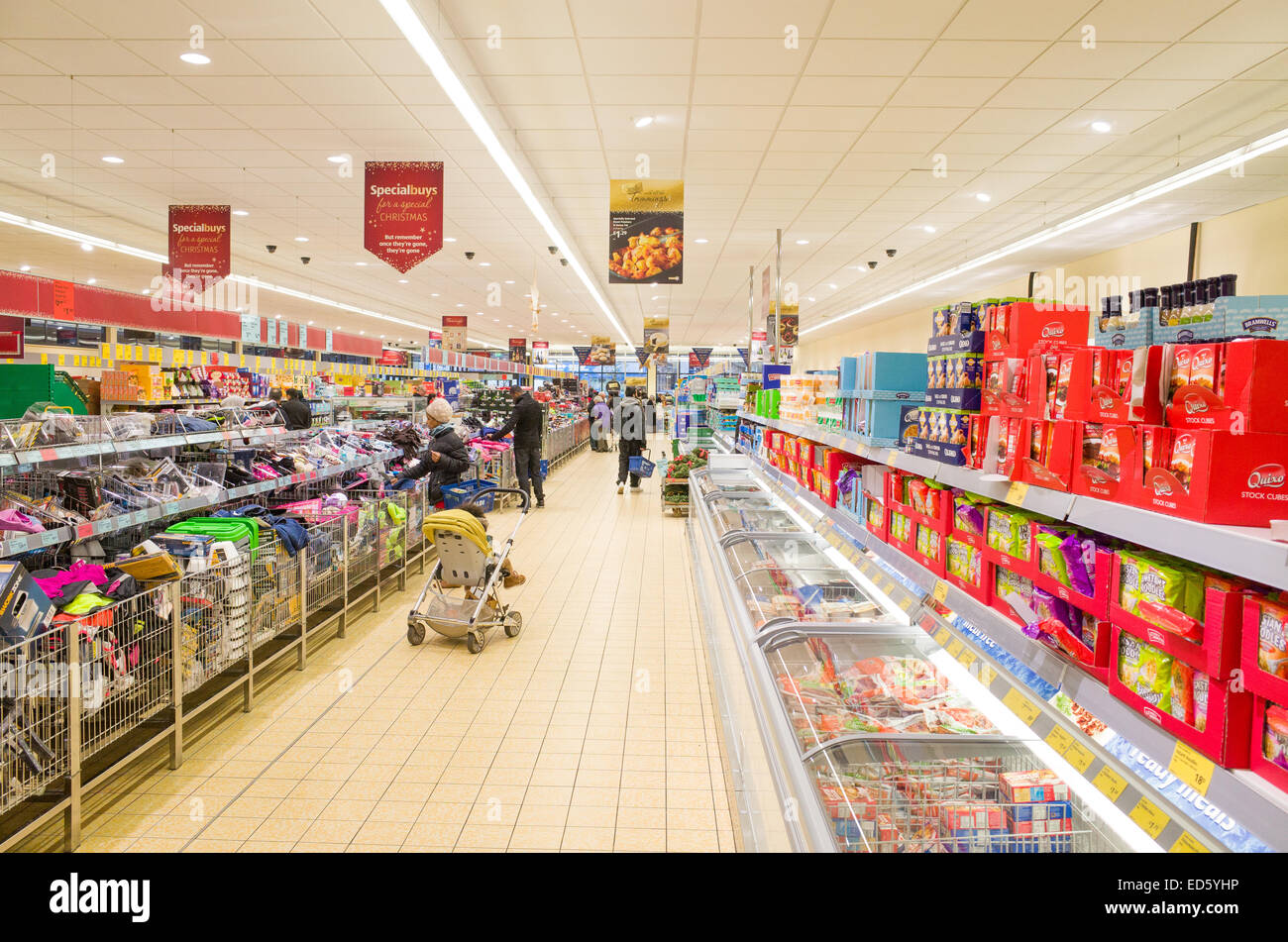Aldi supermarket aisle, London, England, UK Stock Photo
