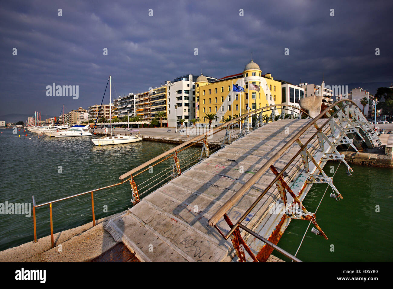 Partial view of the seaside promenade of Volos city, Magnesia, Thessaly, Greece. Stock Photo