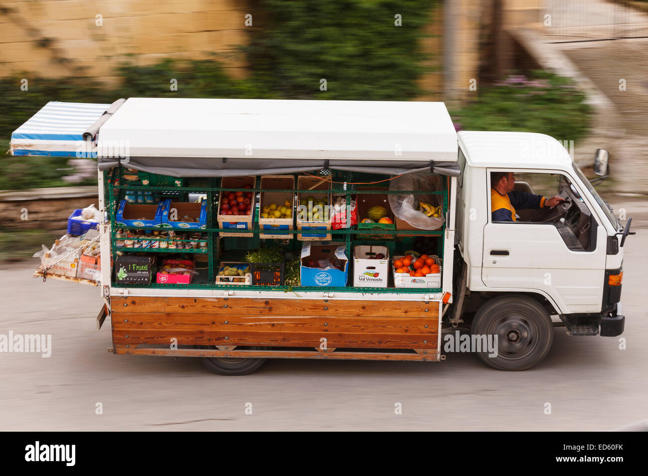 Truck. Fruit shop. Gozo Isle. Malta. Europe Stock Photo