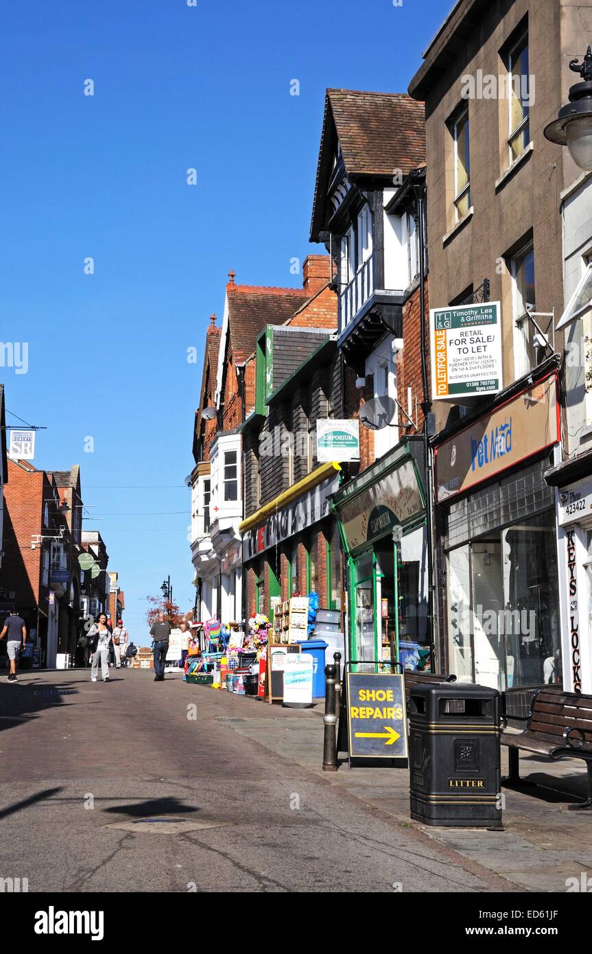 Shops along Bridge Street in the town centre, Evesham, Worcestershire