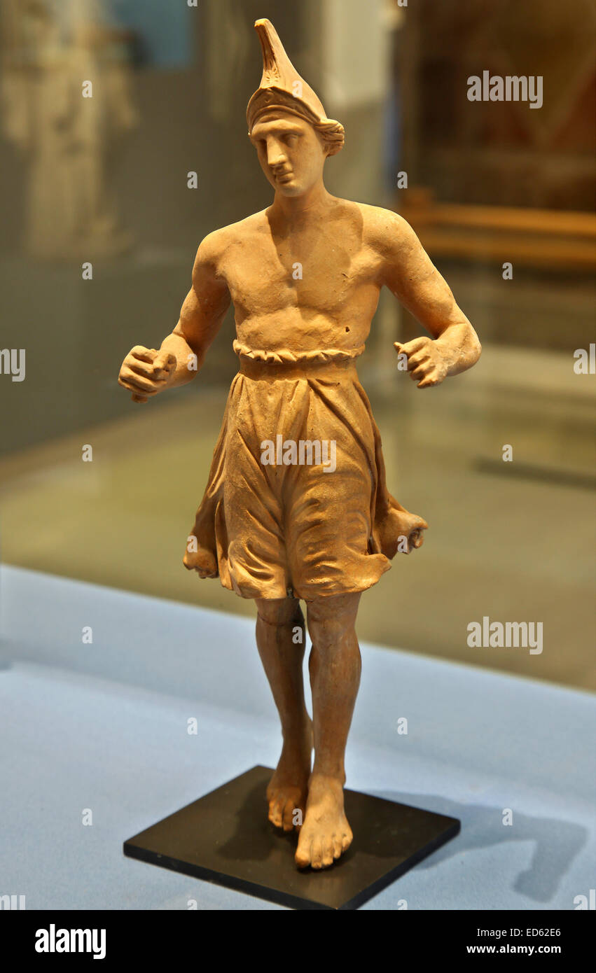 Impressive little statue, known as the 'dancer' or the 'boxer', Archaeological Museum of Amphipolis, Serres, Macedonia, Greece Stock Photo