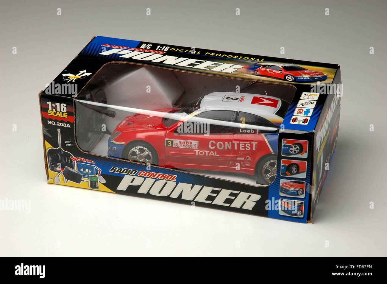 Toy racing car inside box Stock Photo