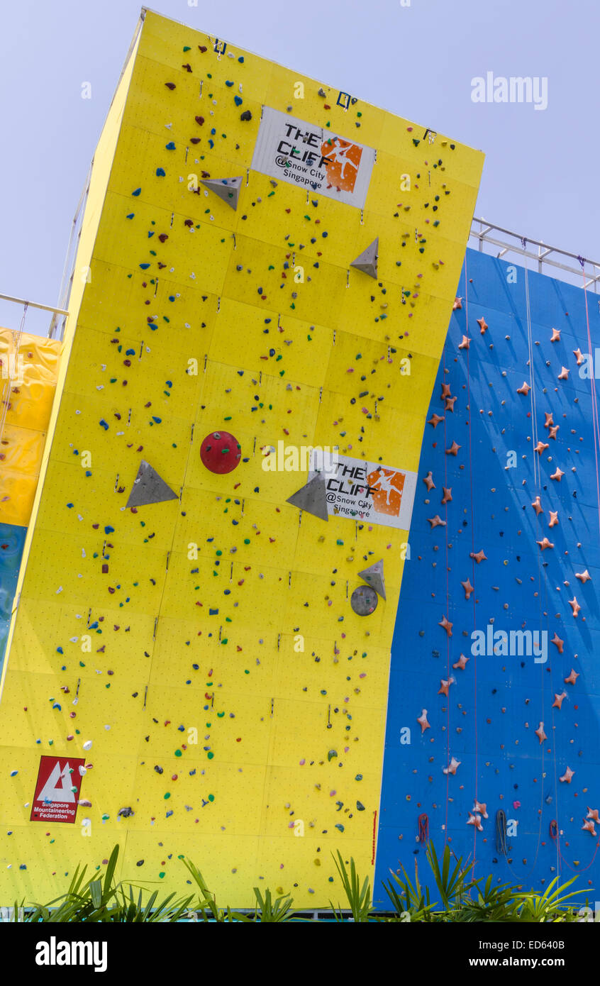 The Cliff climbing wall at Snow City, Singapore Stock Photo