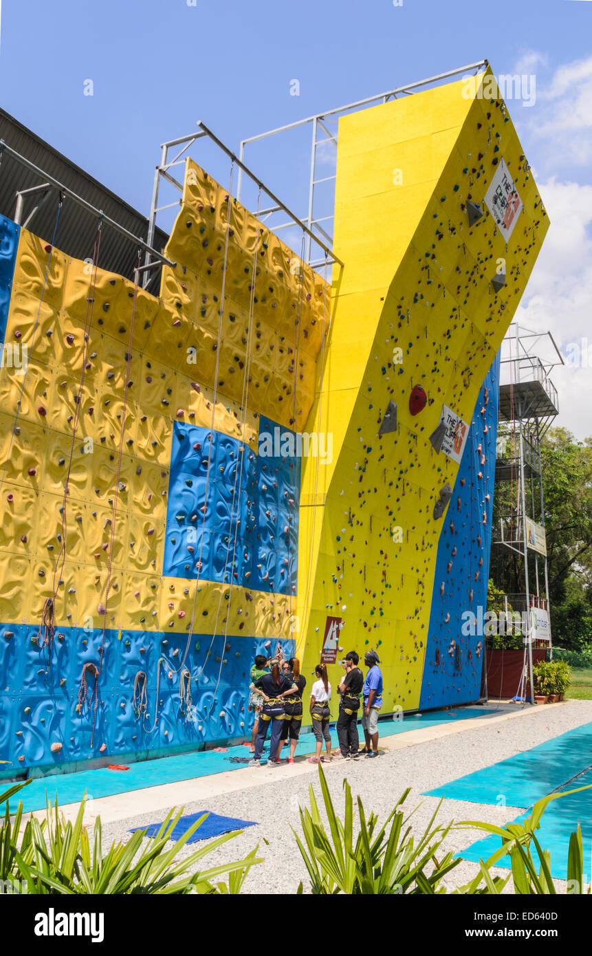 The Cliff climbing wall at Snow City, Singapore Stock Photo