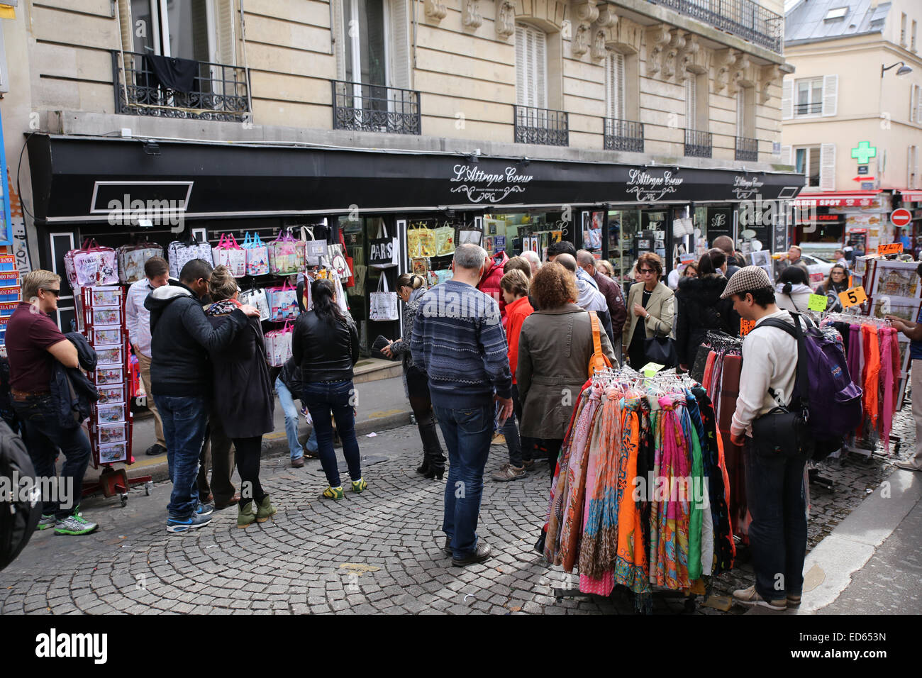 people shopping outdoor street Paris Stock Photo