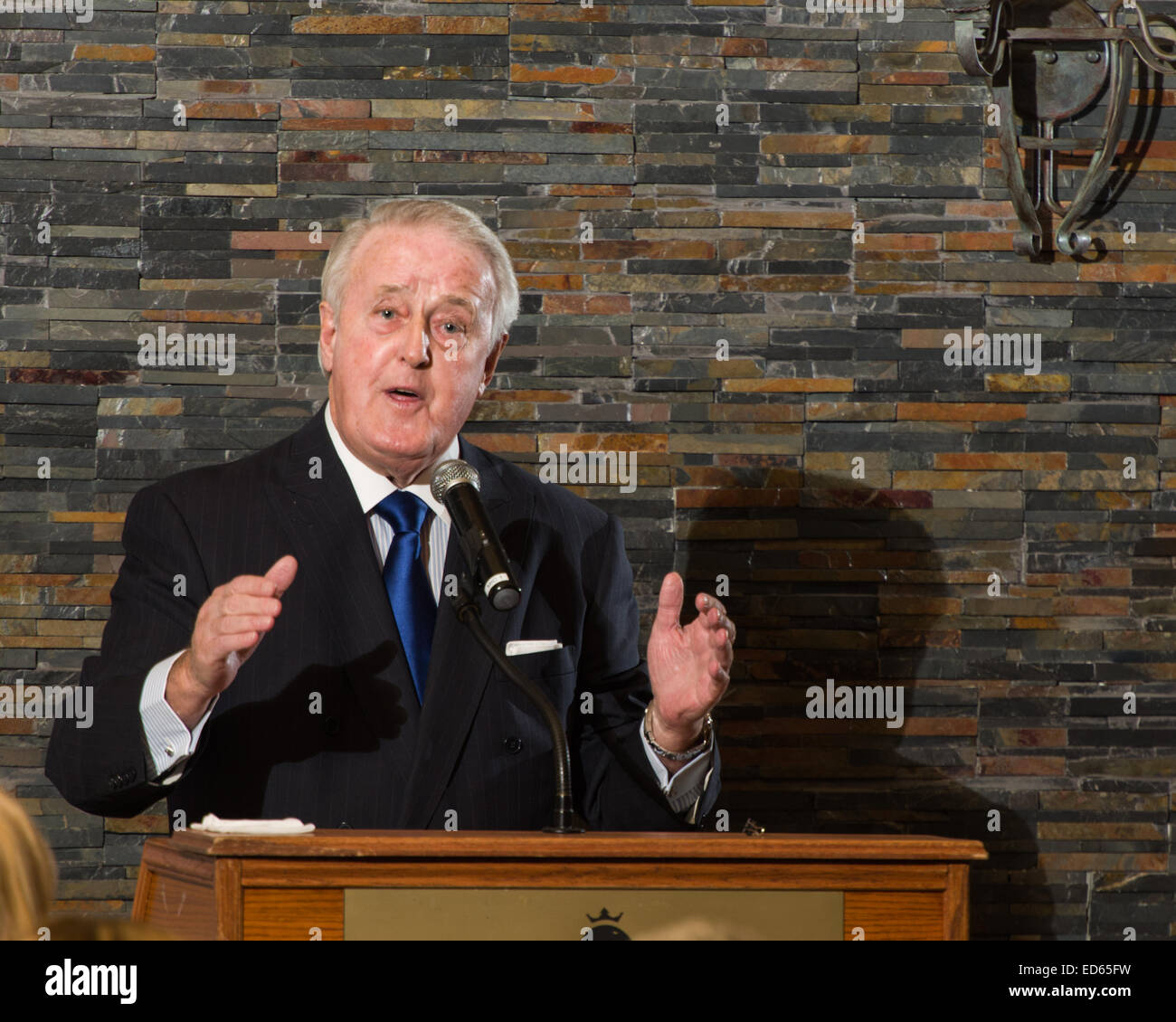 The Right Honourable Brian Mulroney as guest speaker at a fundraising dinner, 2014-10-09. Stock Photo