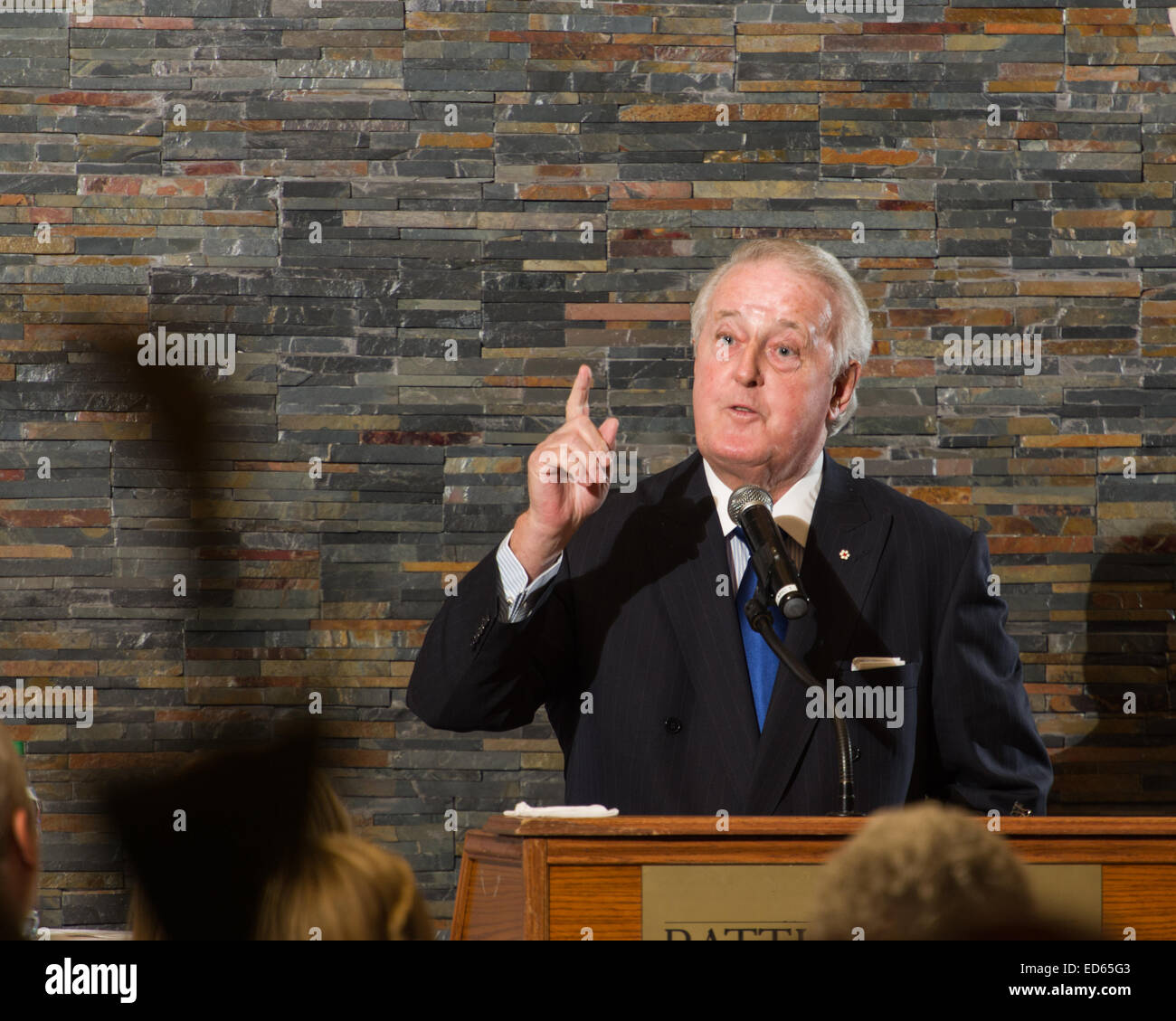 The Right Honourable Brian Mulroney as guest speaker at a fundraising dinner, 2014-10-09. Stock Photo