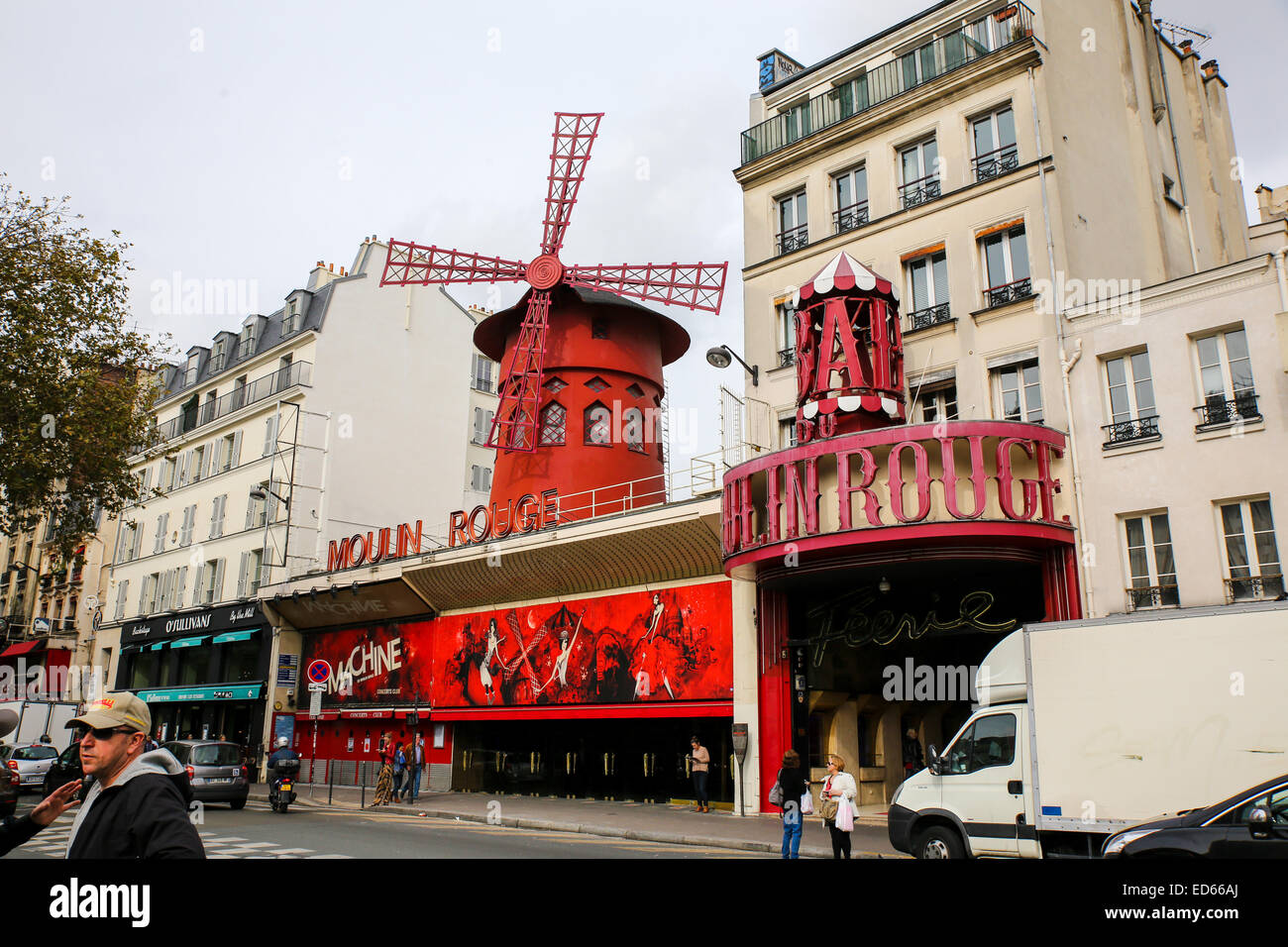 Paris Moulin Rouge building day Stock Photo