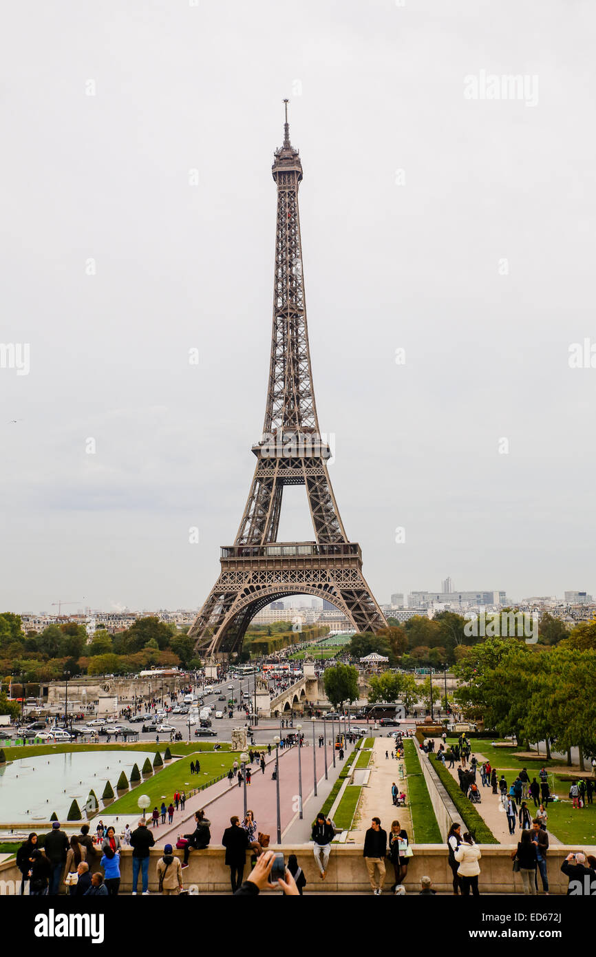 Paris Eiffel tower tourist day Stock Photo