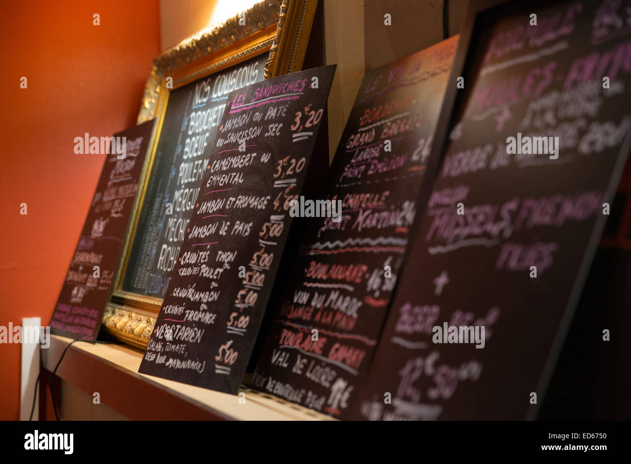 French sandwich shop menu Stock Photo Alamy