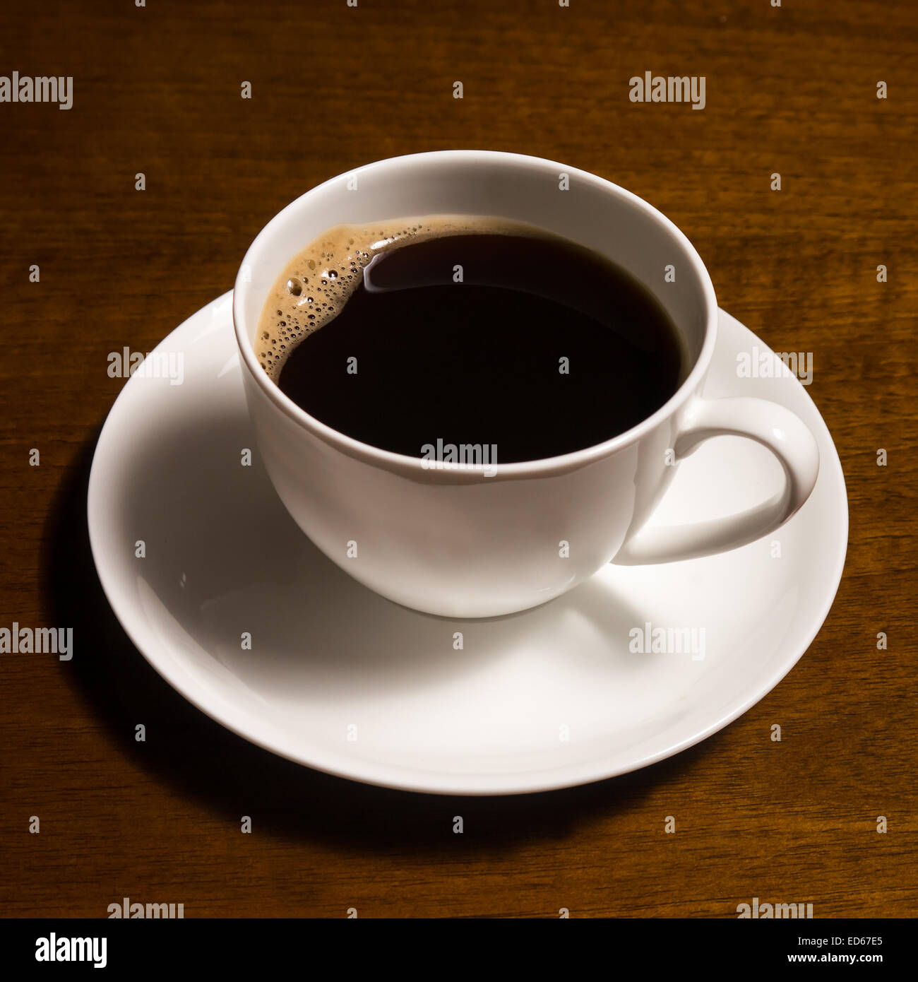 cup of coffe on wooden table Stock Photo