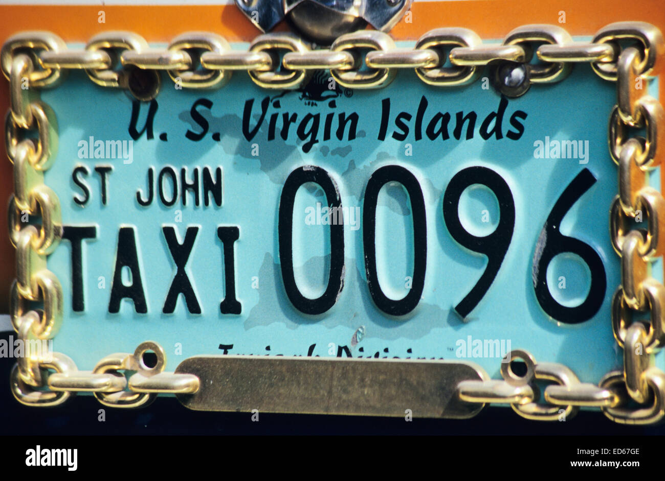 Taxi license plate, St. John, USVI Stock Photo Alamy