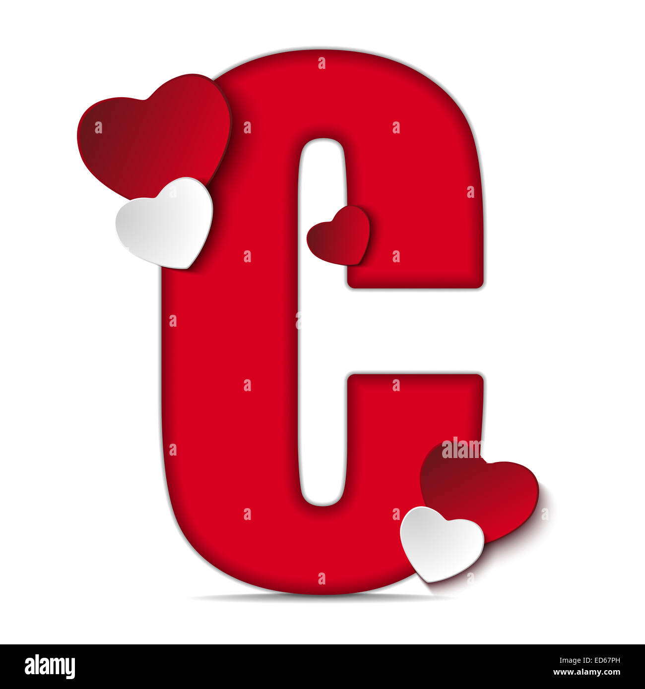 Vector - Alphabet Letters With Red Heart Valentine Day Stock Photo - Alamy