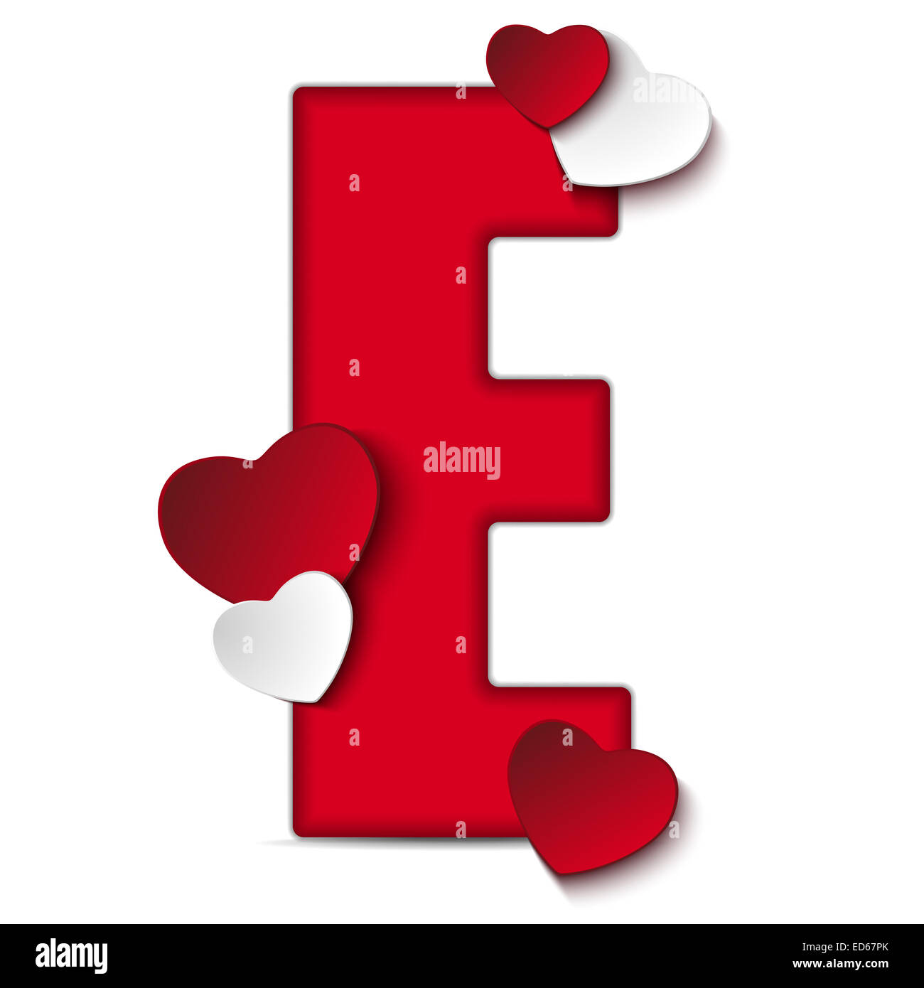 Vector - Alphabet Letters With Red Heart Valentine Day ...