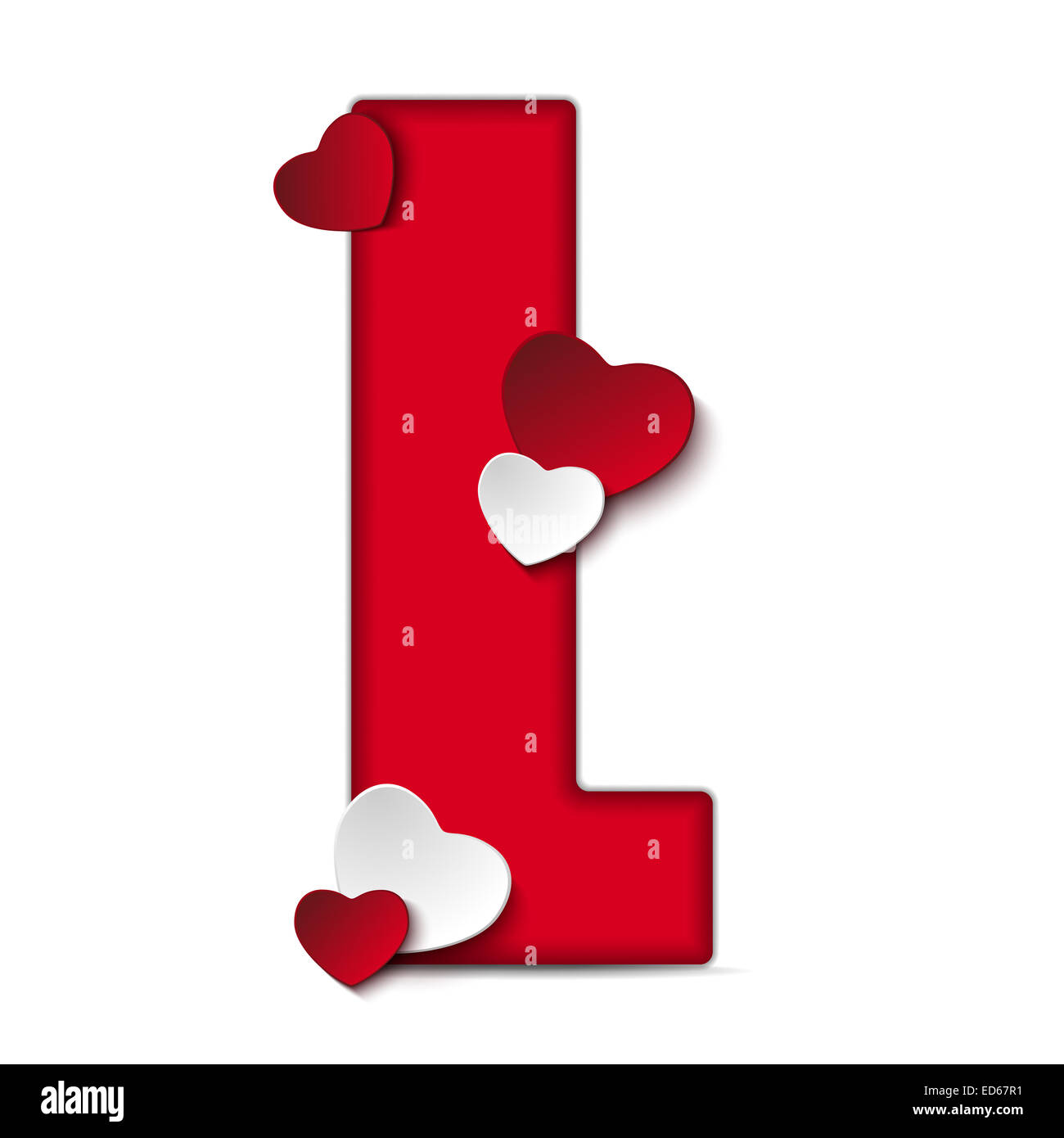 Vector - Alphabet Letters With Red Heart Valentine Day Stock Photo ...