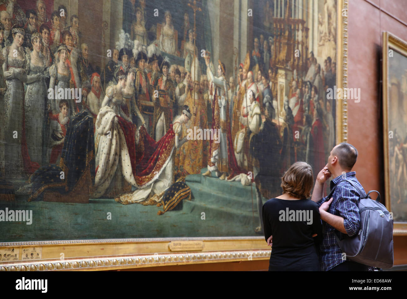 tourist art painting inside Louvre museum Stock Photo
