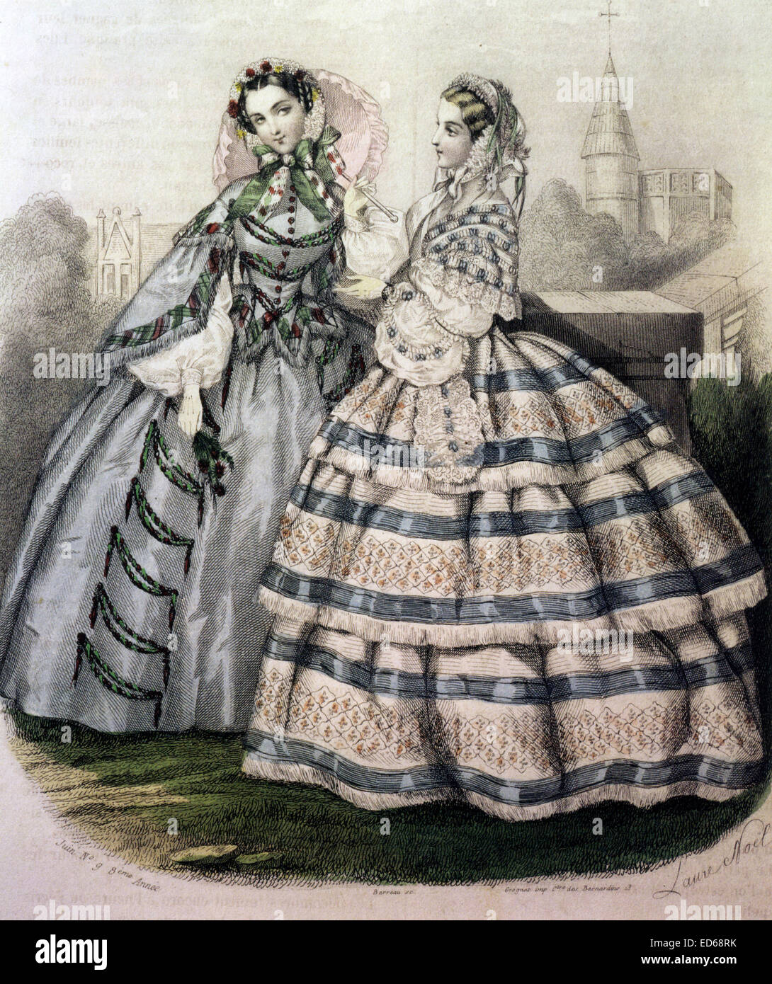 BALL AND WALKING TOILETTES, 19th Century Fashion Stock Photo - Alamy