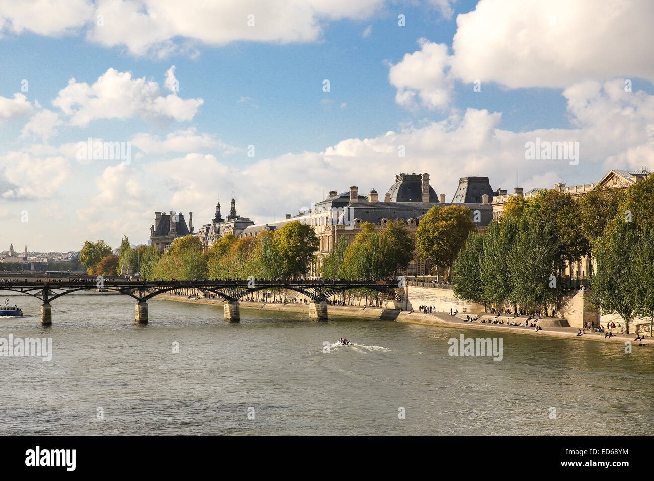 Paris seine river blue sky Stock Photo