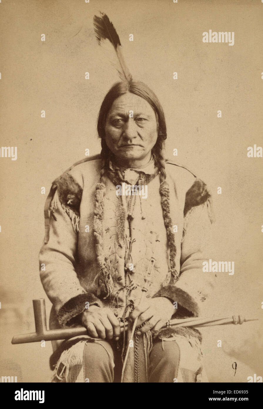 Sitting Bull with peace pipe, c1884 Stock Photo