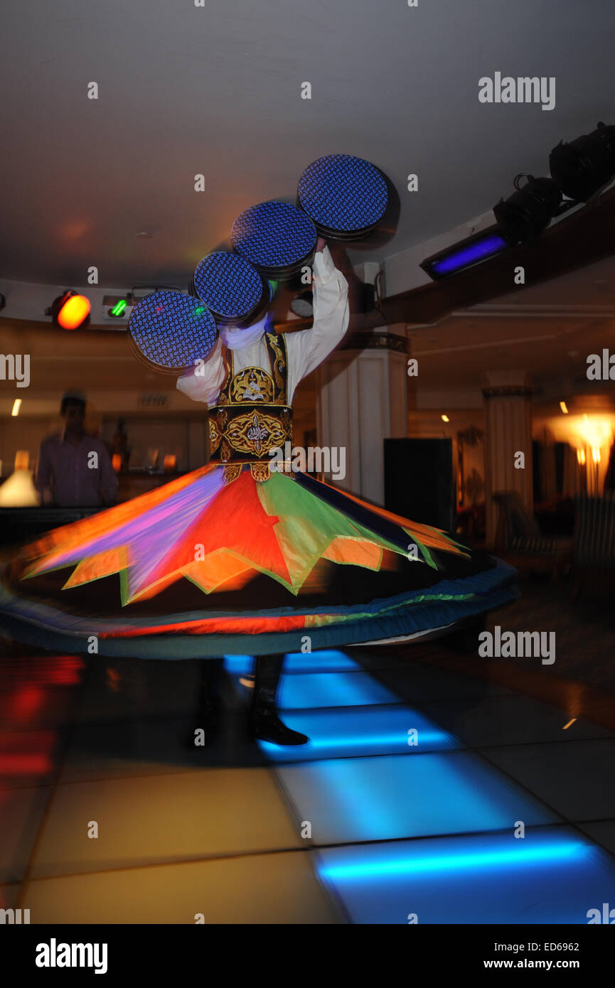 Egypt show a whirling dervish, Dance Traditional local costume. Stock Photo
