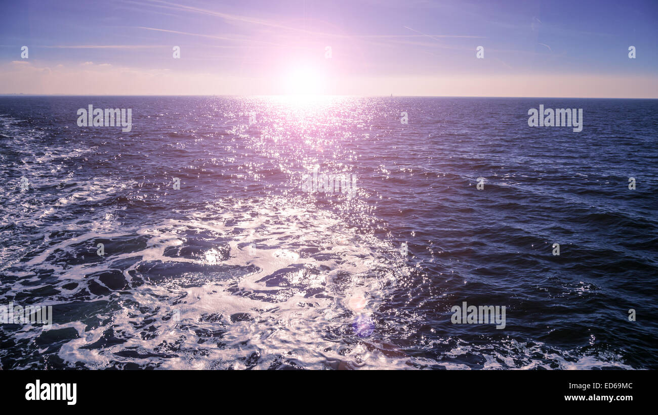 open sea and sunset (north sea) Stock Photo