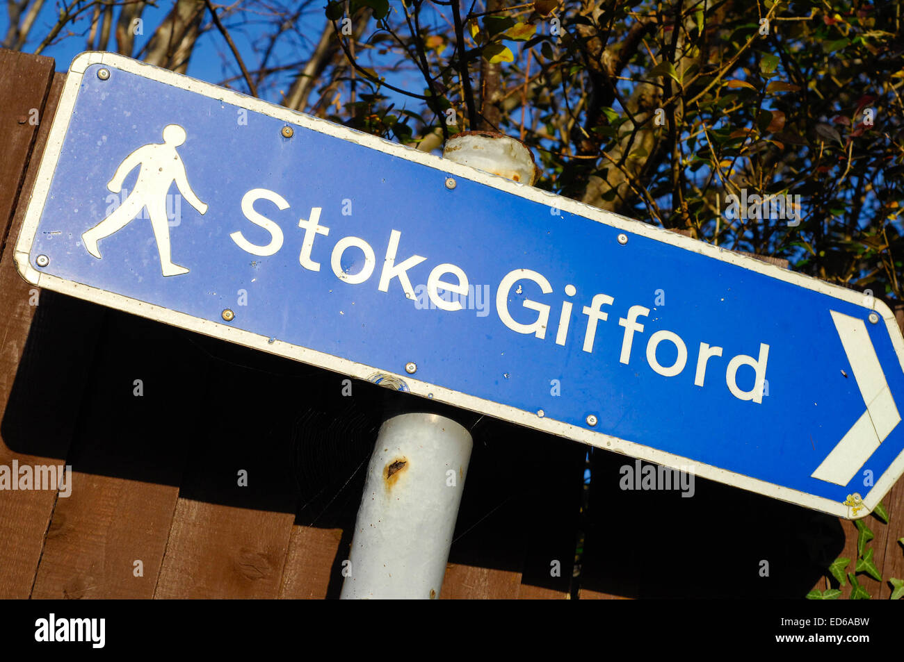 Stoke Gifford Bristol direction sign Stock Photo