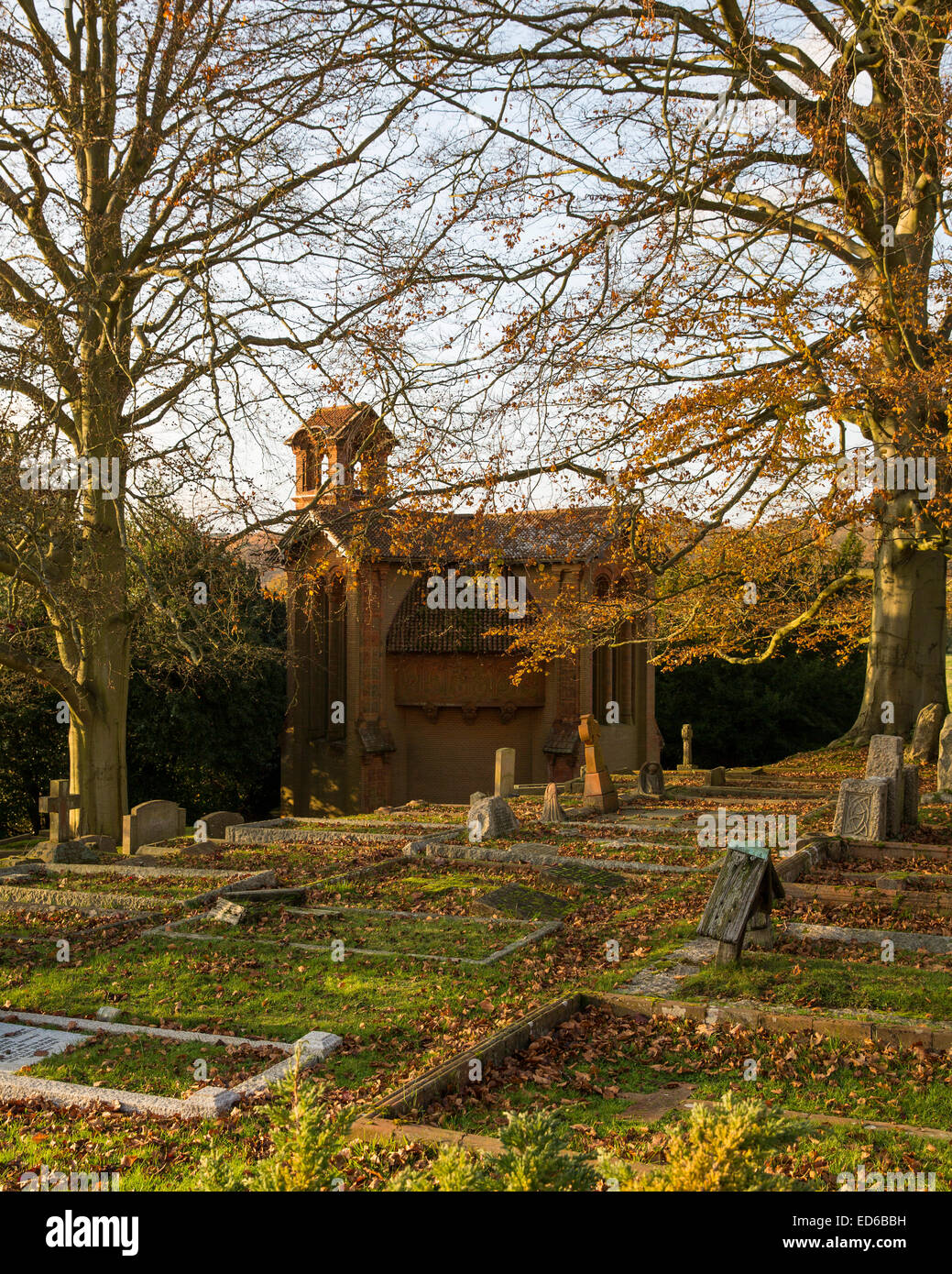 The Arts & Crafts Movement Watts Cemetery Chapel in Compton near Guildford in Surrey dating from 1904. Stock Photo