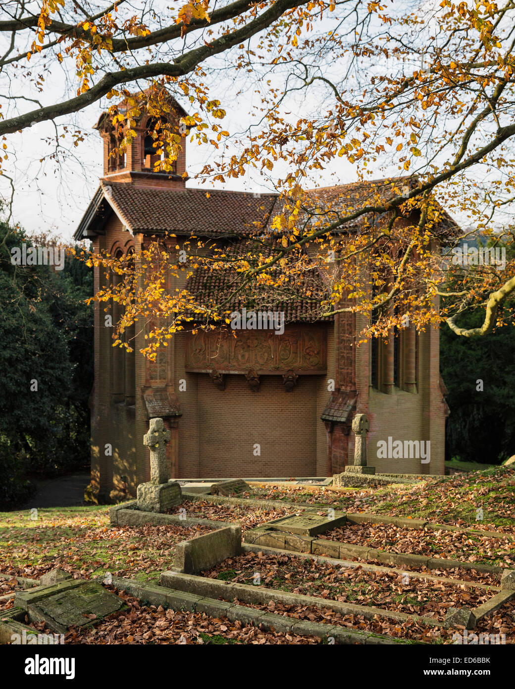 The Arts & Crafts Movement Watts Cemetery Chapel in Compton near Guildford in Surrey dating from 1904. Stock Photo