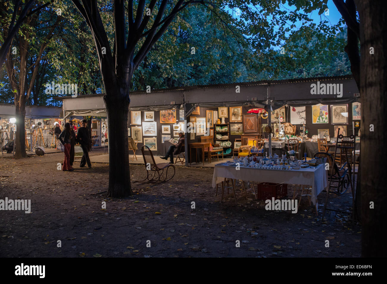 Paris outdoor art open market Stock Photo
