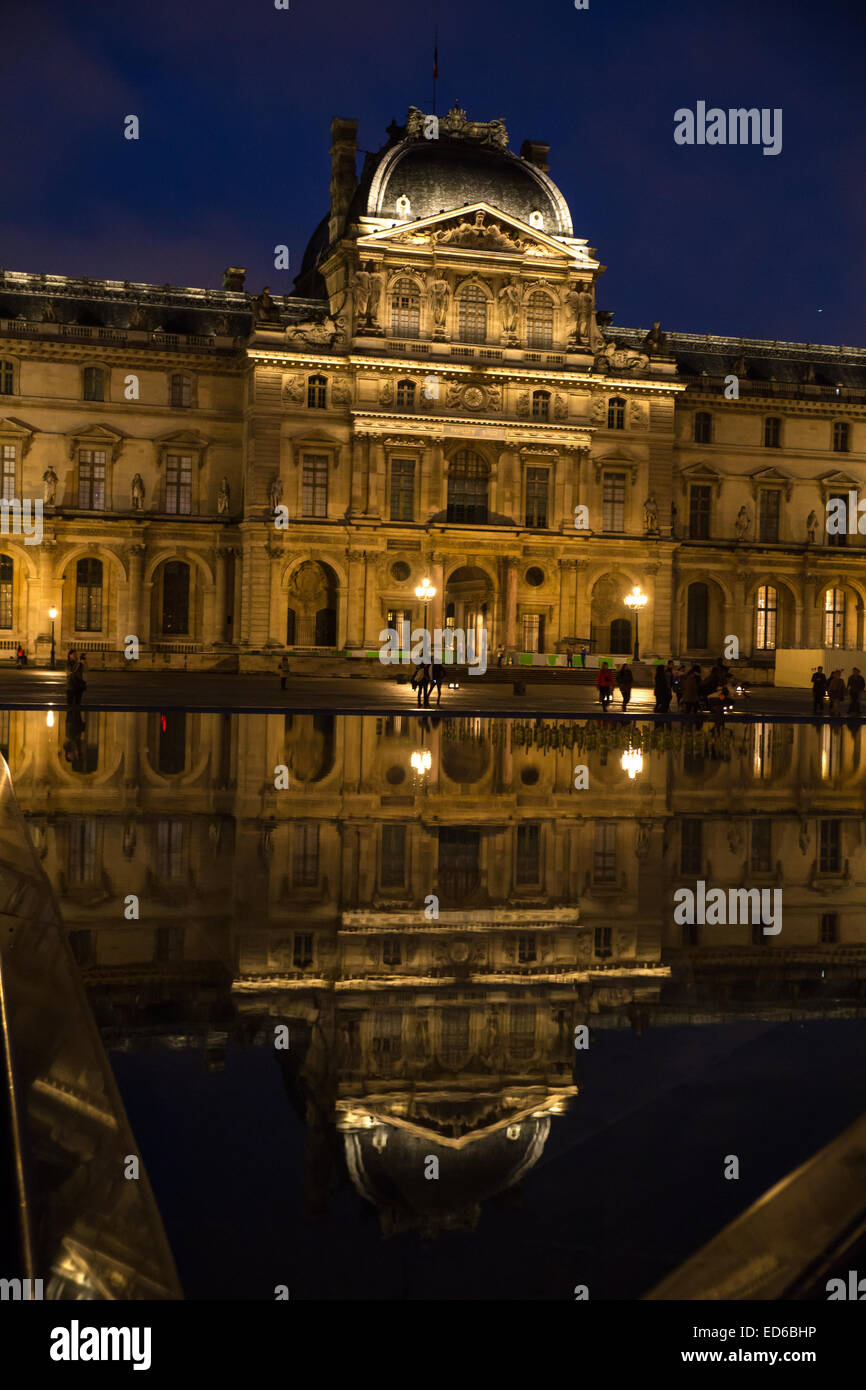 Paris Louvre Palace night Stock Photo