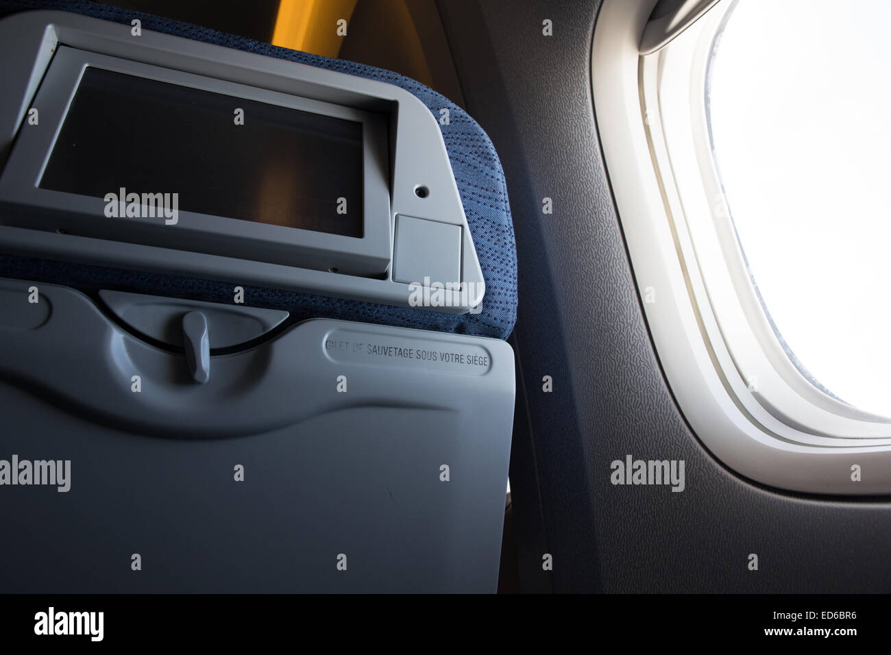 aircraft window seat Stock Photo