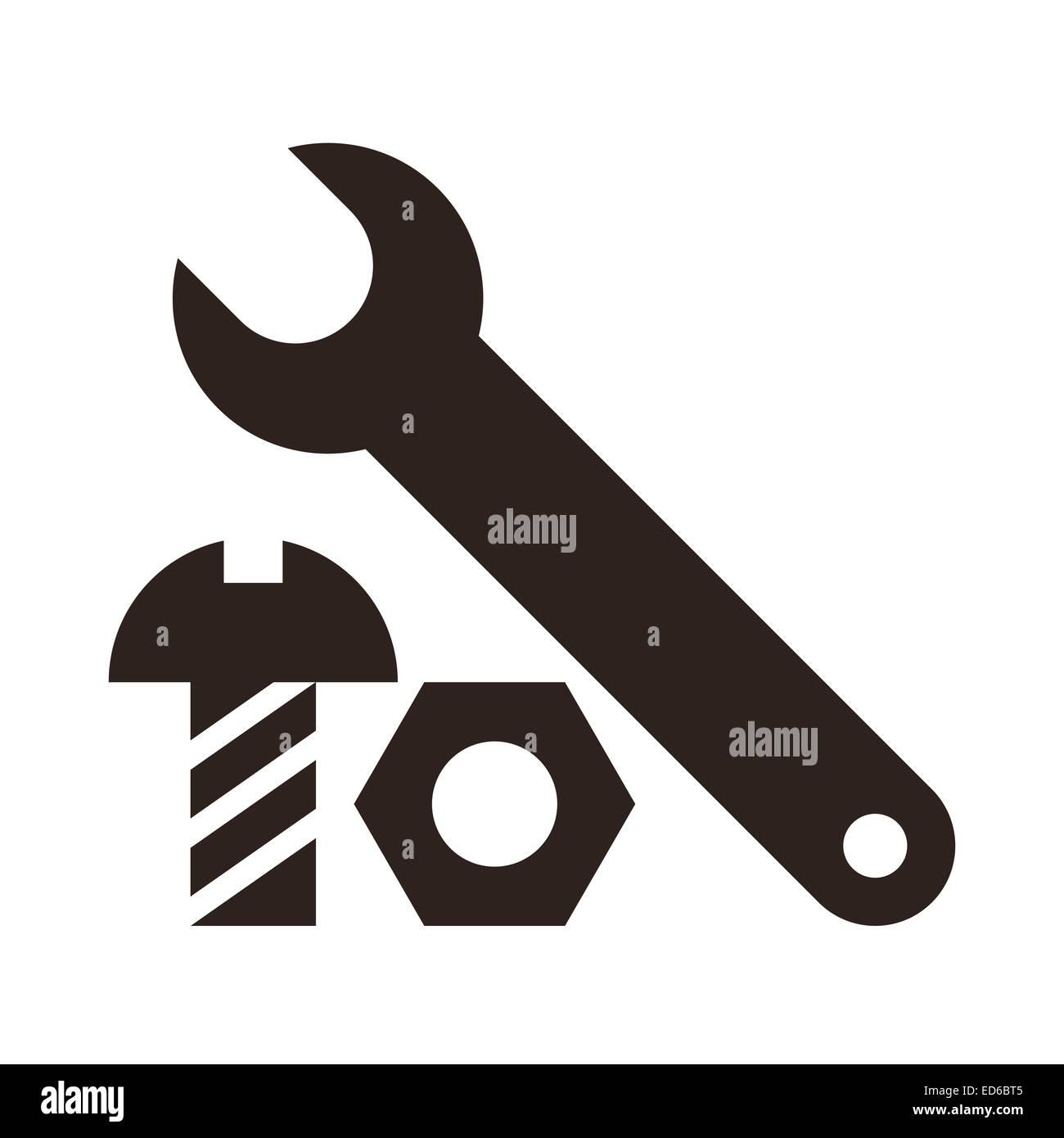 Wrench, nut and bolt icon isolated on white background Stock Photo - Alamy
