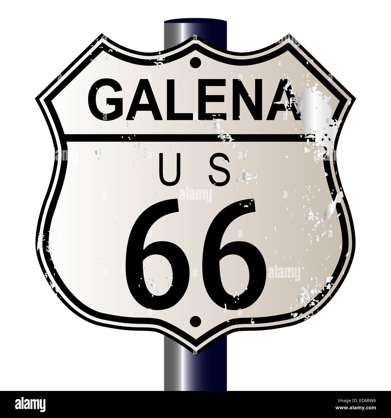 Galena Route 66 traffic sign over a white background and the legend