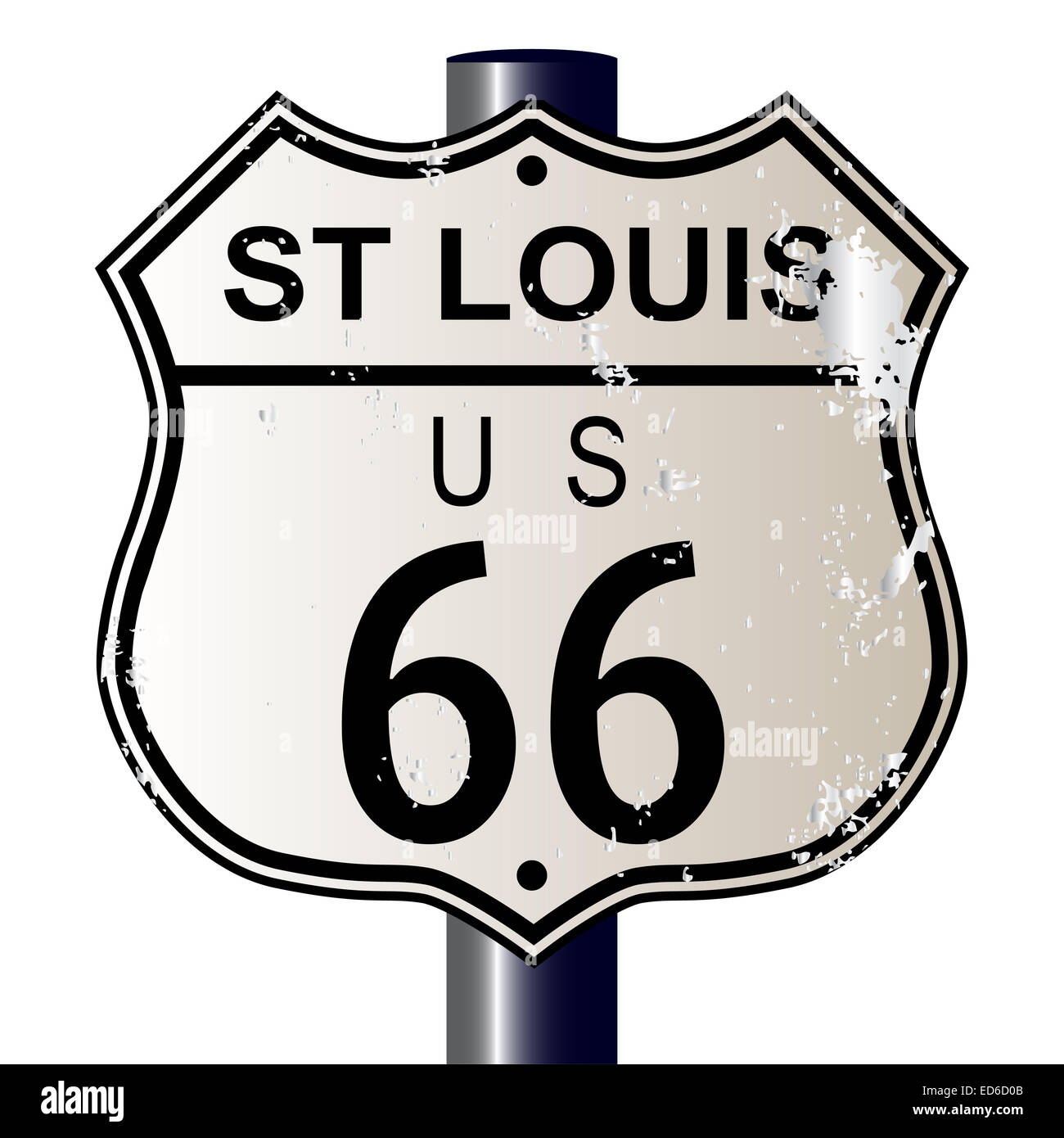 St Louis Route 66 traffic sign over a white background and the legend ...