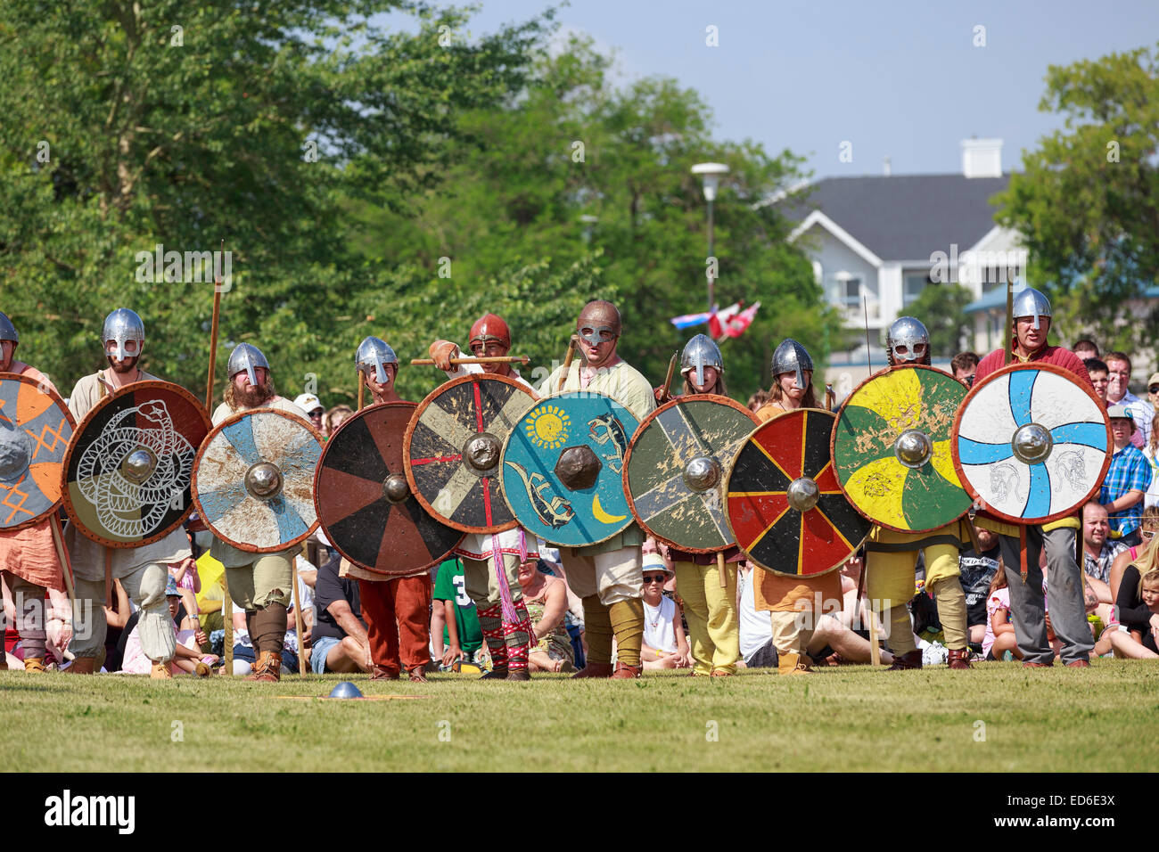 Viking warriors at the Icelandic Festival of Manitoba, Gimli, Manitoba, Canada Stock Photo