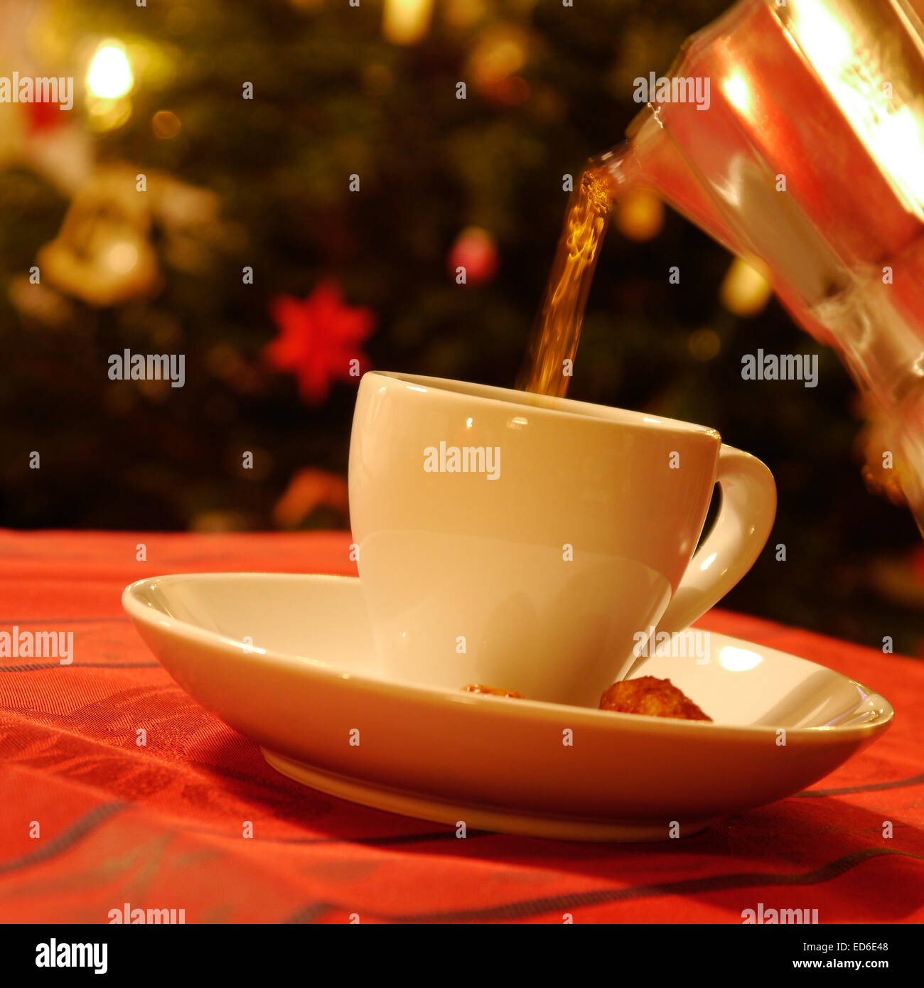 cup of coffee at christmas time Stock Photo