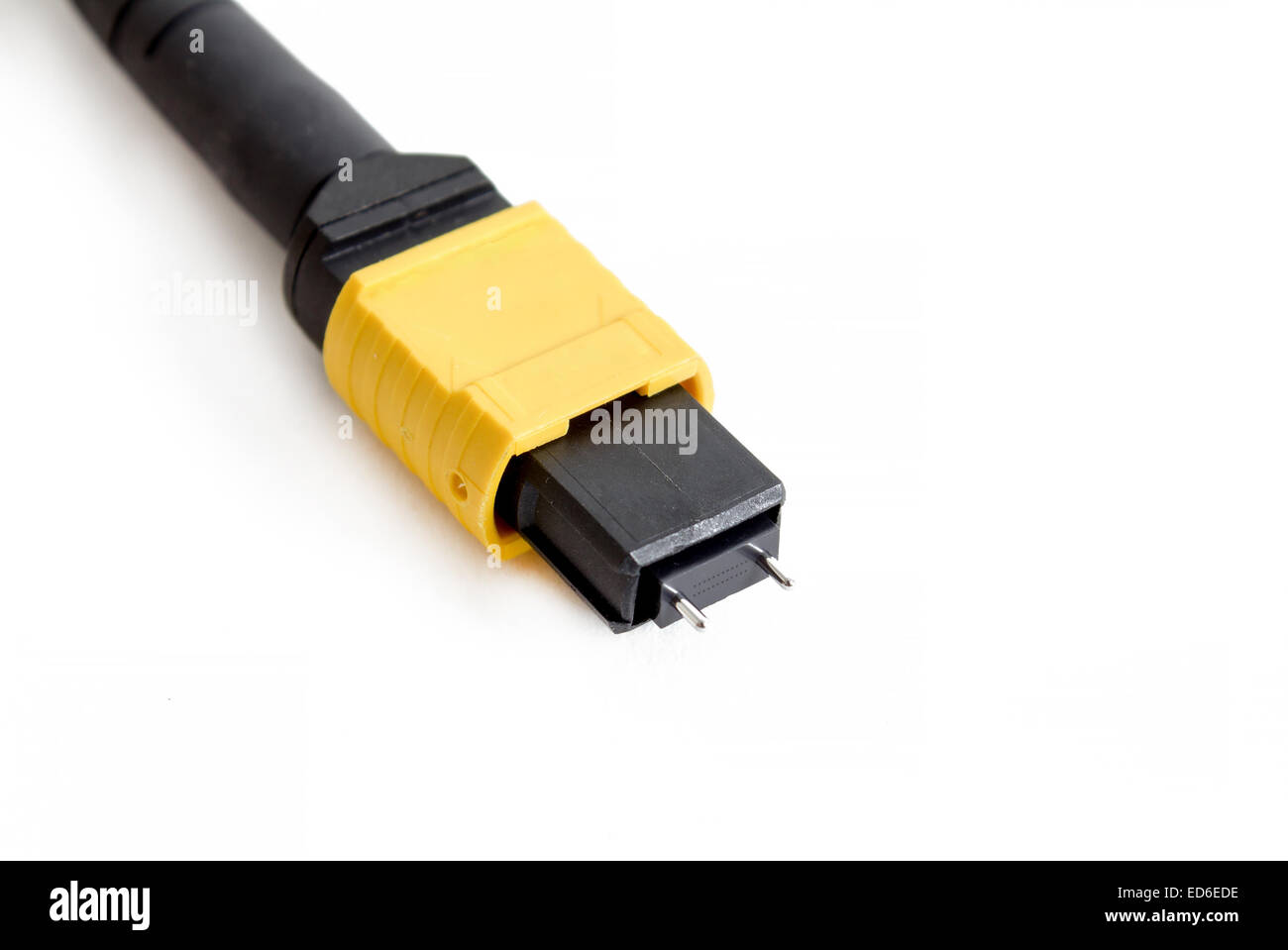 Ribbon fiber optic connector MTP isolated on white background Stock Photo